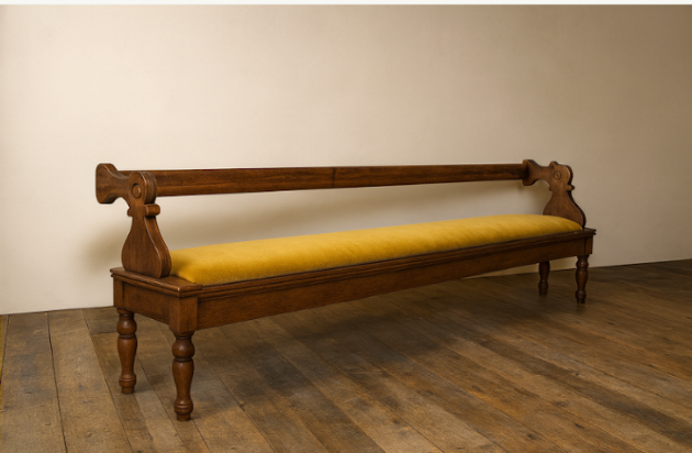 Wood and Velvet Bench