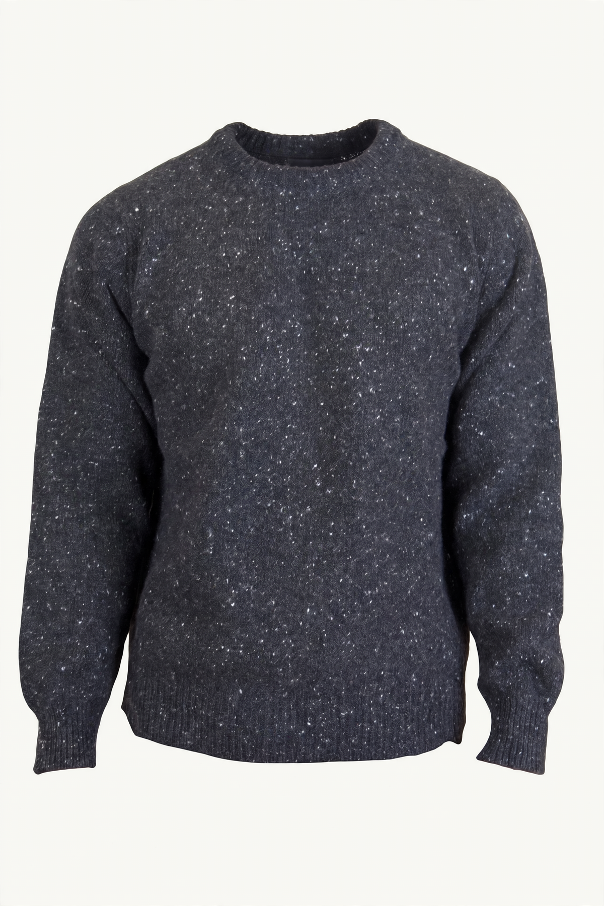 Evan Kinori Black Crewneck Sweater, front