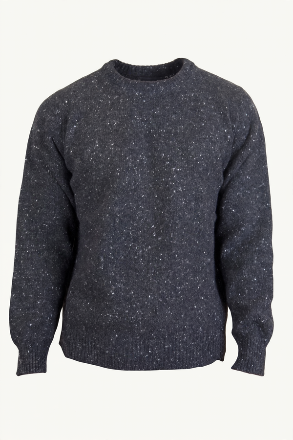 Evan Kinori Black Crewneck Sweater, front