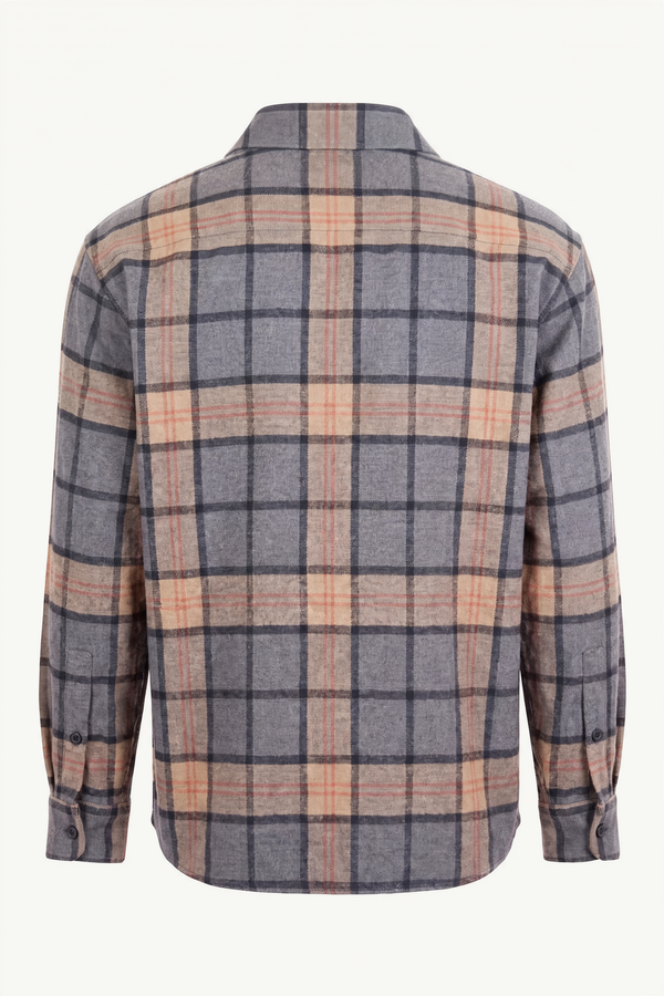 Evan Kinori Black/Grey/Beige Big Shirt Two, back