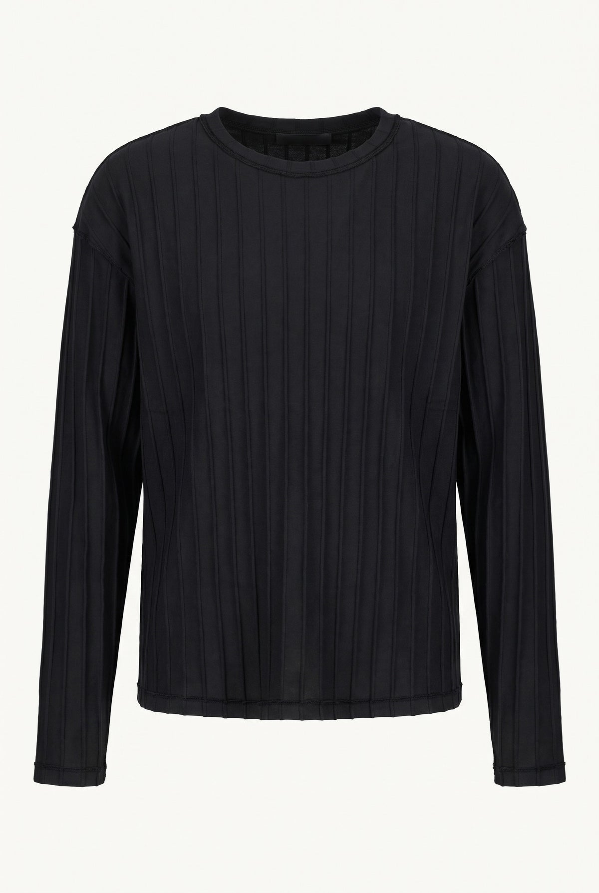 Black Inverted Ajour Stripe Round Neck Sweater front
