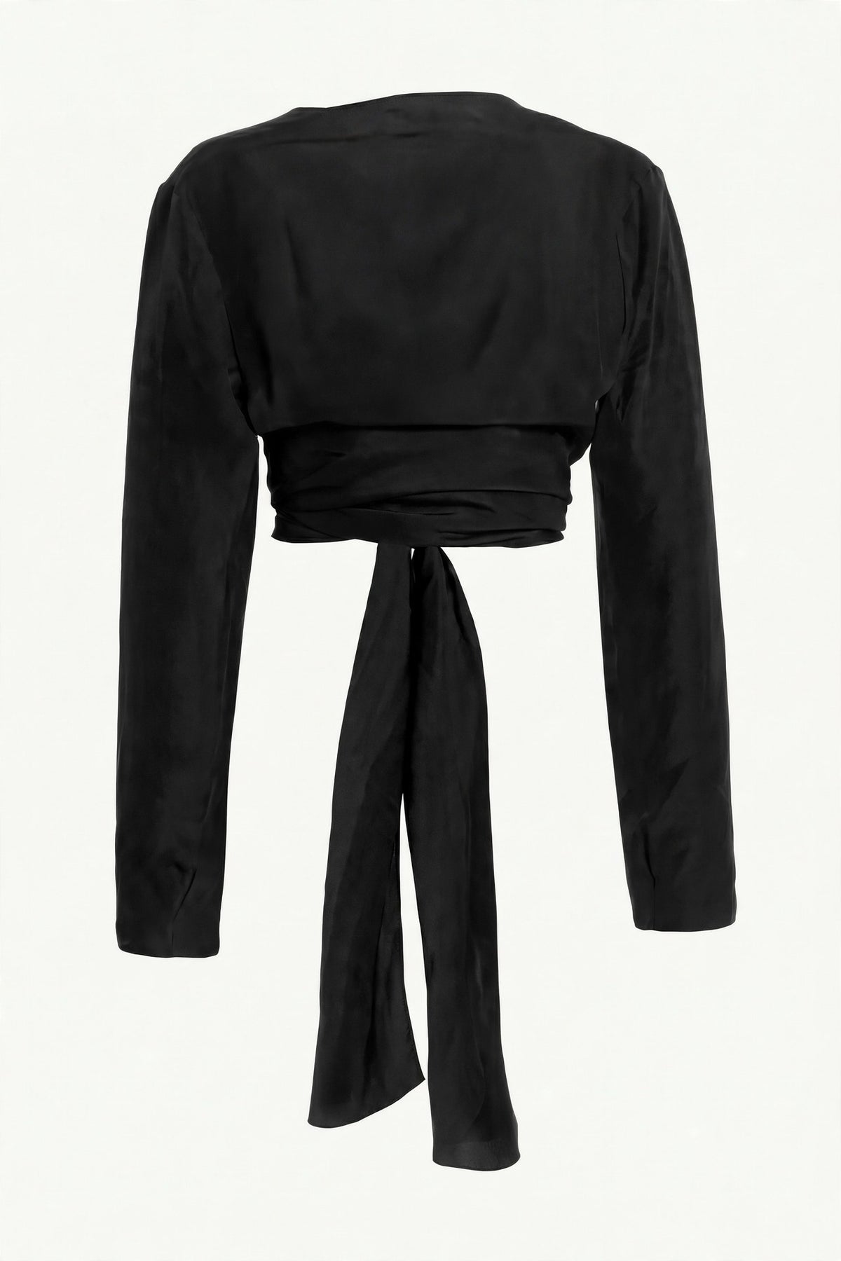 Black Reverse Wrap Blouse front