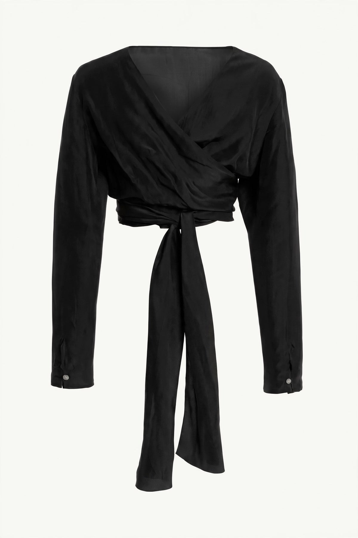 Black Reverse Wrap Blouse back