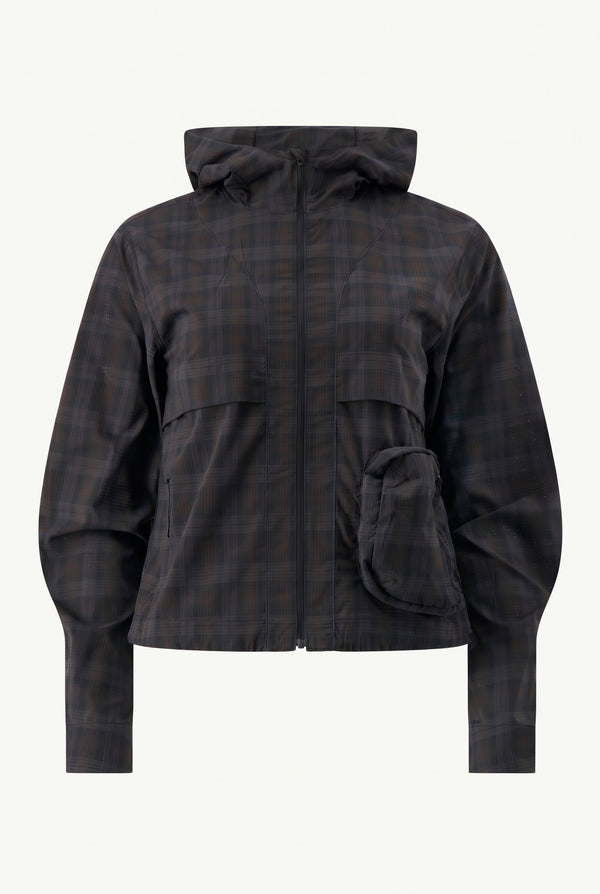 Literary Sport Brown Tartan Adrienne Run Jacket, front