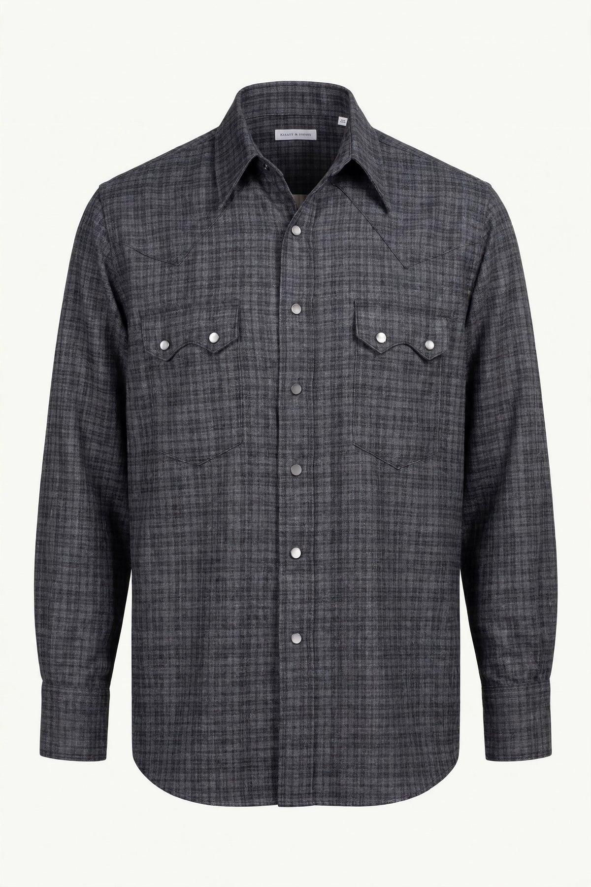 Charcoal Plaid Cowboy Shirt front