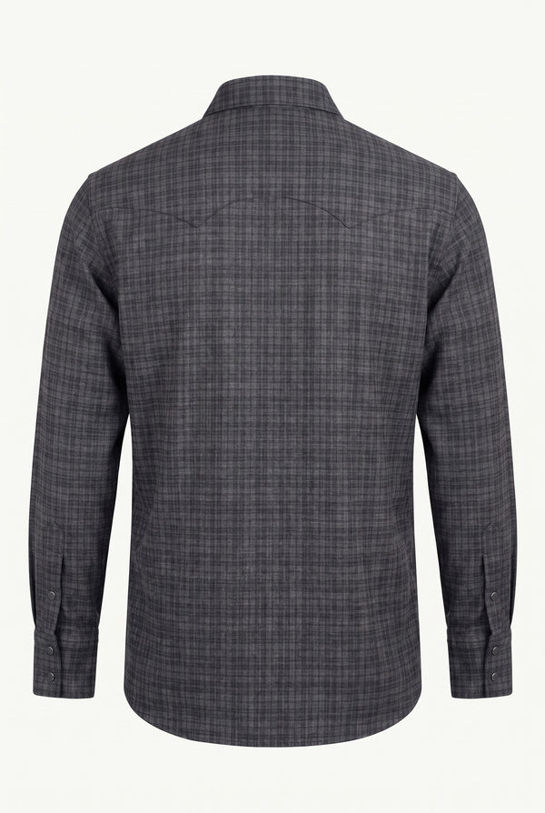 Charcoal Plaid Cowboy Shirt back