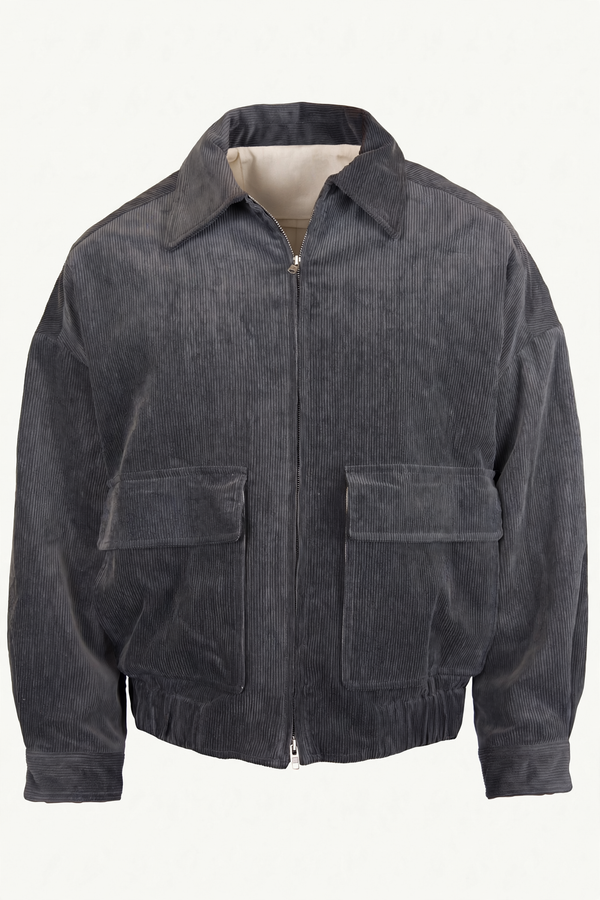 Evan Kinori Charcoal Zip Jacket Two, front