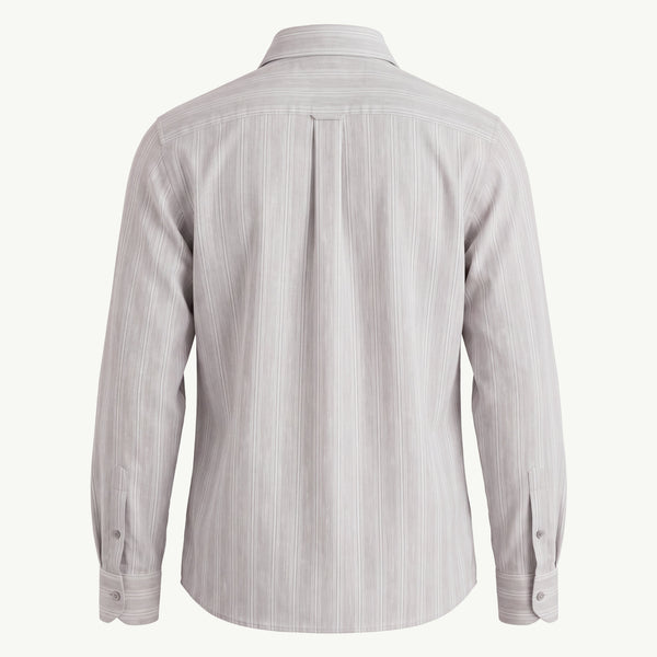 Grey and Pearl Stripe Spread Collar Shirt