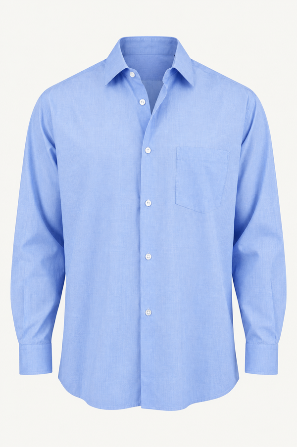Blue Smooth Cotton Oversized Regular Collar Shirt