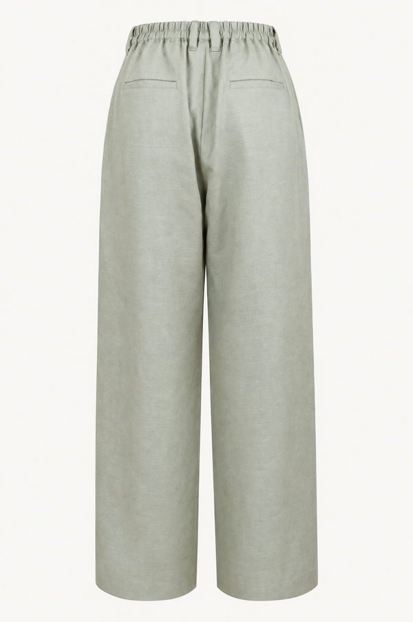 Light Beige Light Linen Wide Easy Trousers
