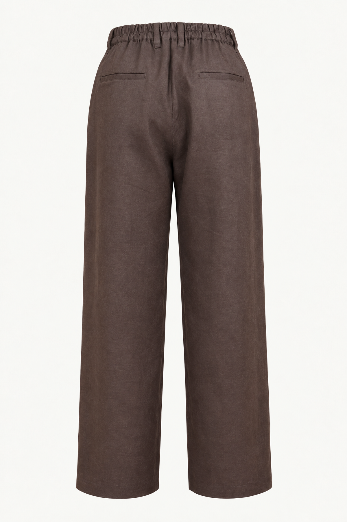 Brown Light Linen Wide Easy Trousers