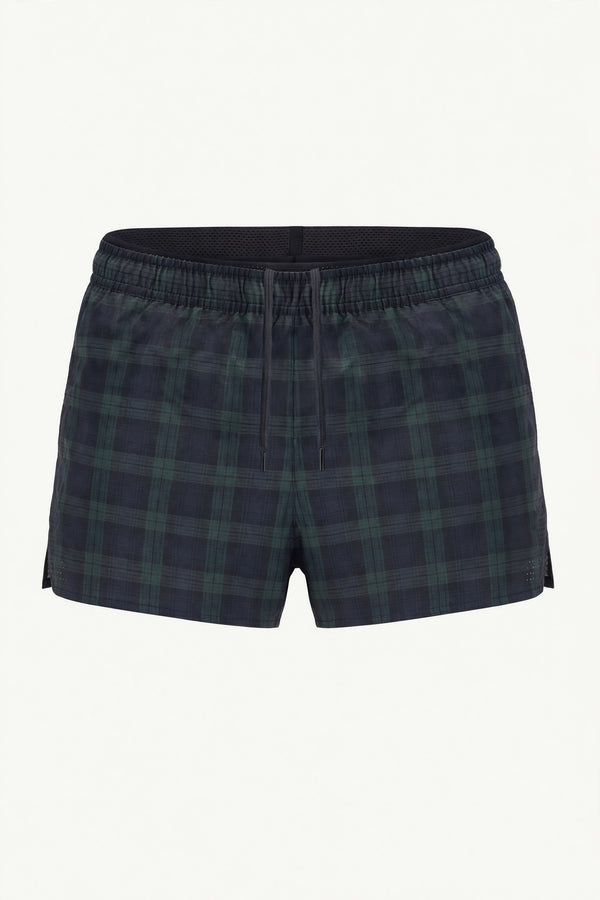 Green/Navy Tartan Dori Split Short front