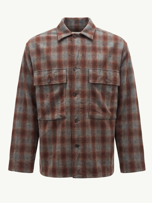 Grey Alpaca Wool Field Shirt Jacket