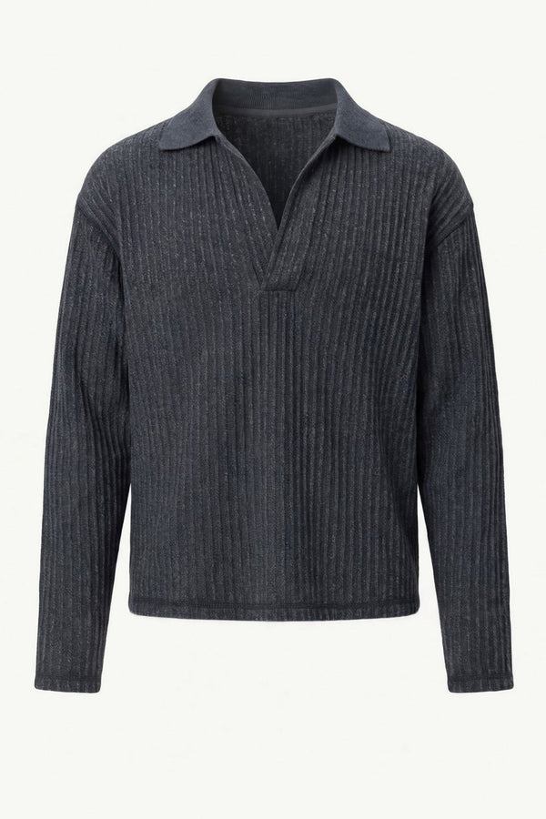 Grey Bouclé Rib Rolodex Polo front