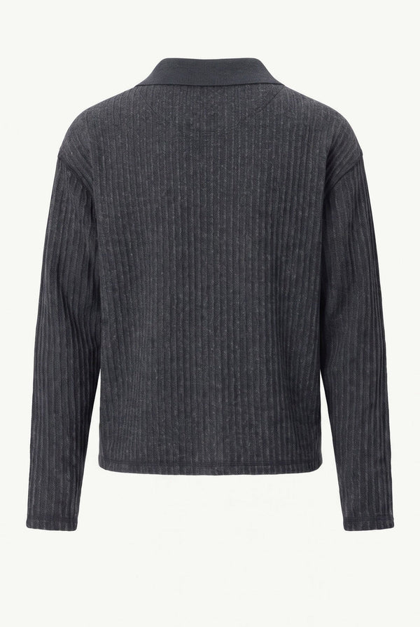 Grey Bouclé Rib Rolodex Polo back