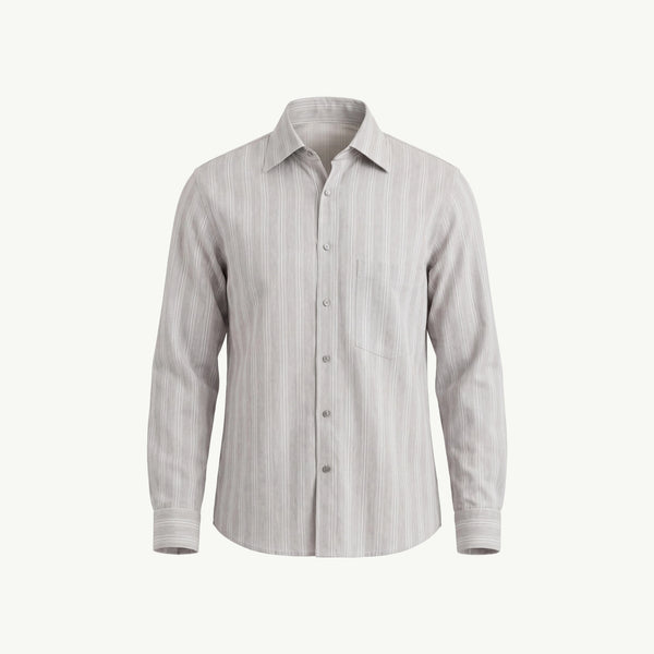 Grey and Pearl Stripe Spread Collar Shirt
