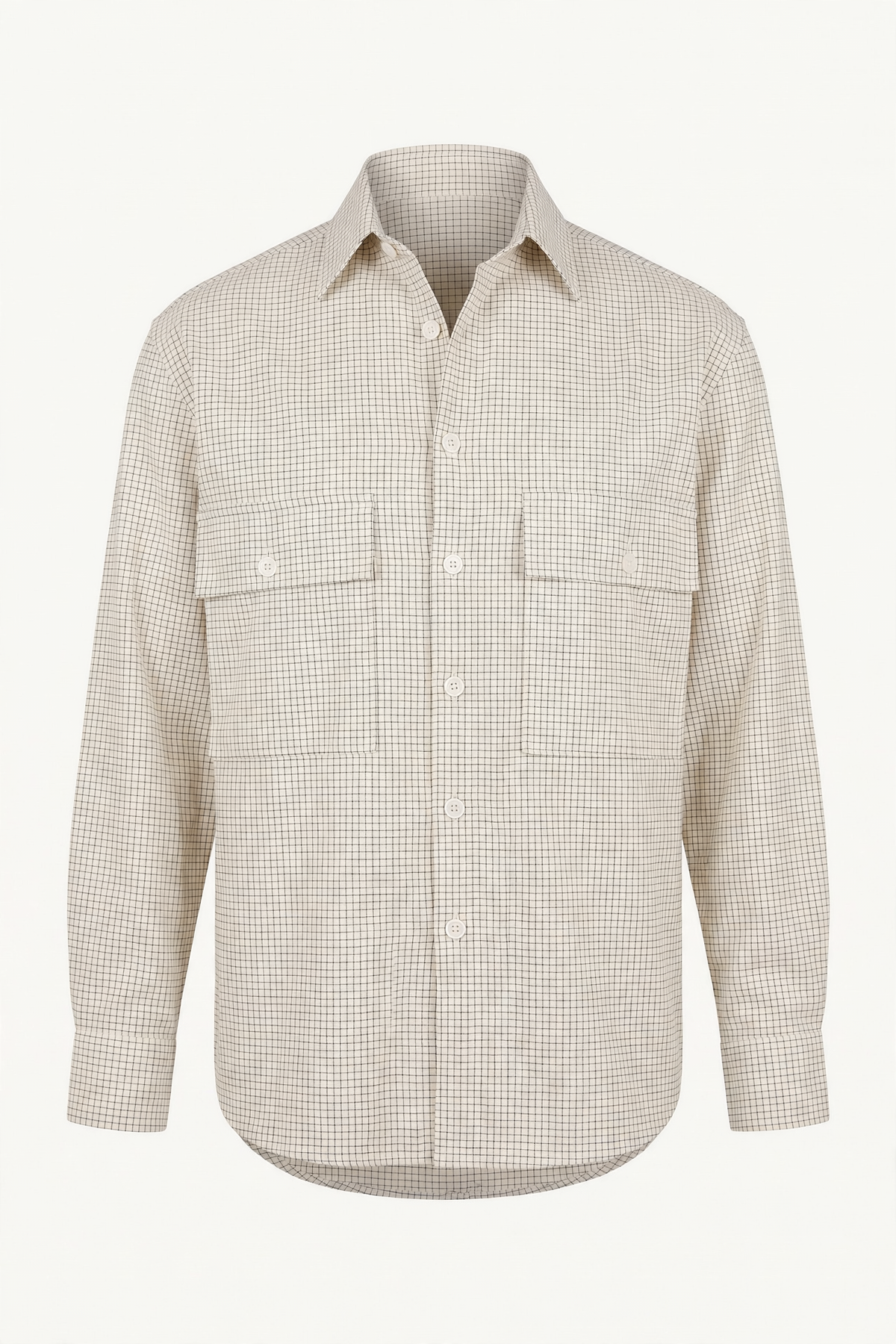 Evan Kinori Natural/Black Big Shirt, front