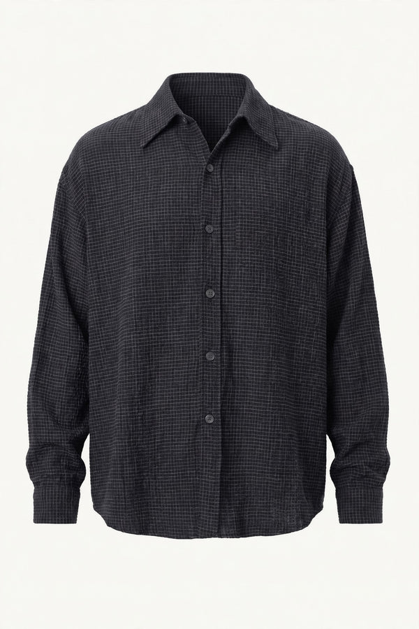 Overdyed Black Check Priority Shirt front