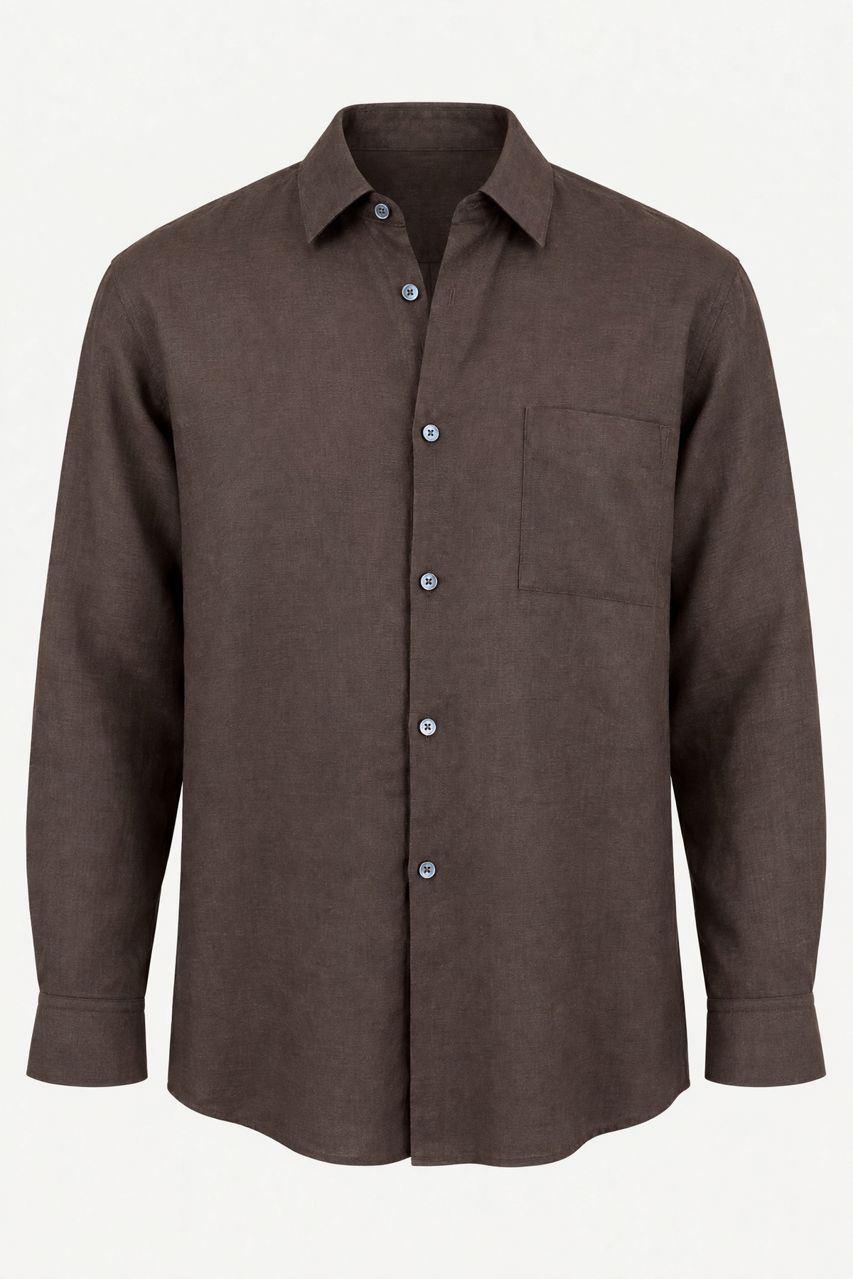 Brown Light Linen Oversized Long Sleeve Shirt