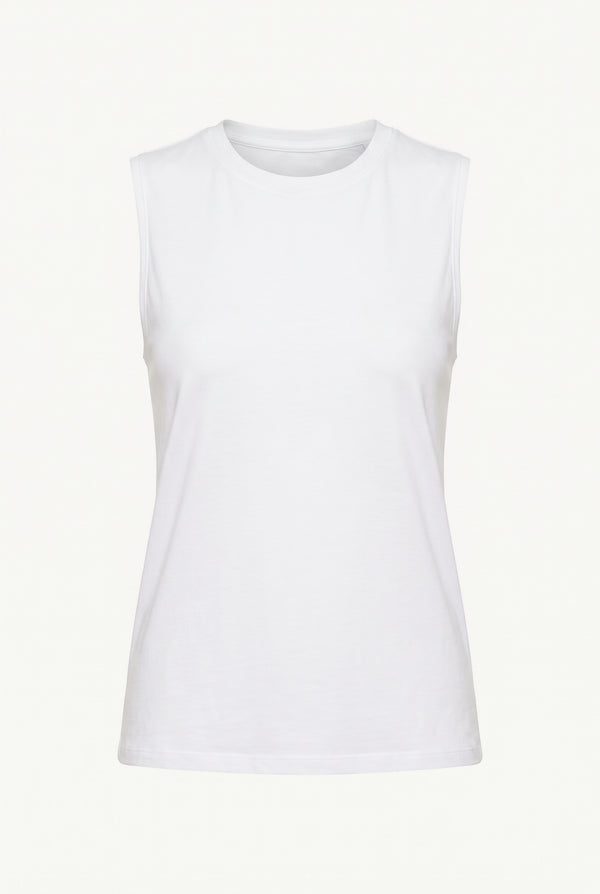 Literary Sport White Naomi Sleeveless Running Tee, front
