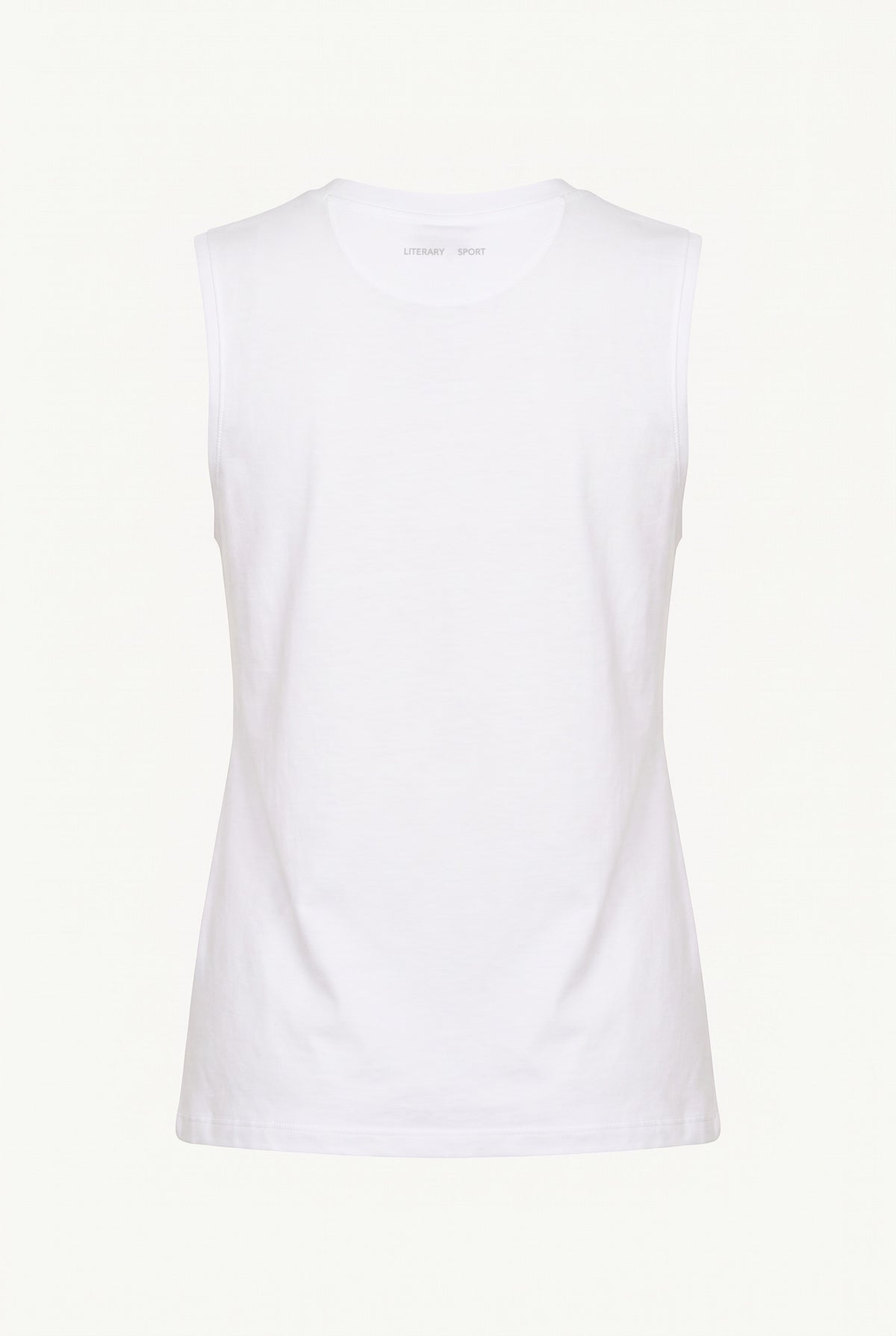 Literary Sport White Naomi Sleeveless Running Tee, back