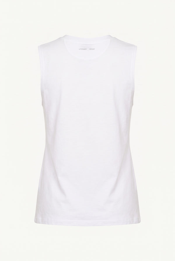 Literary Sport White Naomi Sleeveless Running Tee, back